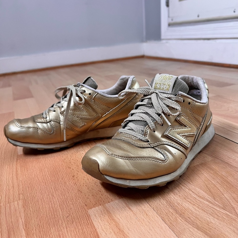 Gold New Balance 996 Athletic Sneakers
